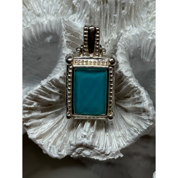 925 Sterling Silver Turquoise Pendant Length 1.3 Inch