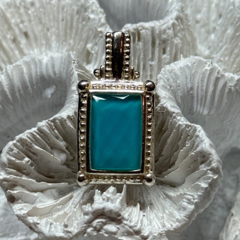 925 Sterling Silver Turquoise Pendant Length 1.3 Inch