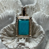 925 Sterling Silver Turquoise Pendant Length 1.3 Inch