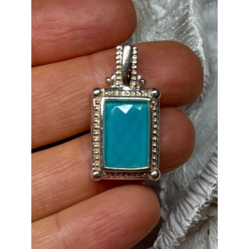 925 Sterling Silver Turquoise Pendant Length 1.3 Inch
