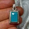 925 Sterling Silver Turquoise Pendant Length 1.3 Inch