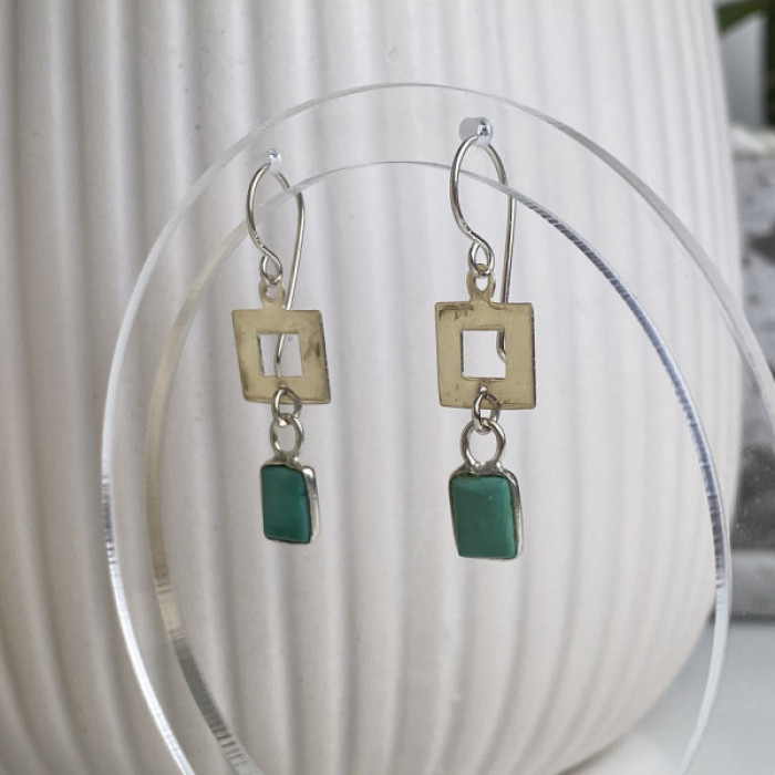 925 Sterling Silver Malachite Earrings