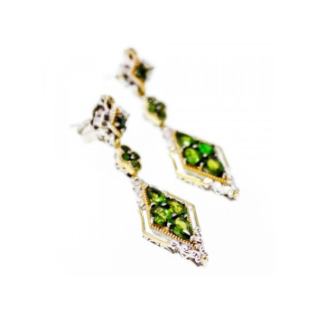 925 STERLING SILVER GOLD PLATED EMERALD EARRINGS