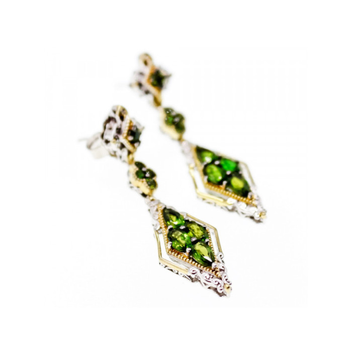 925 STERLING SILVER GOLD PLATED EMERALD EARRINGS