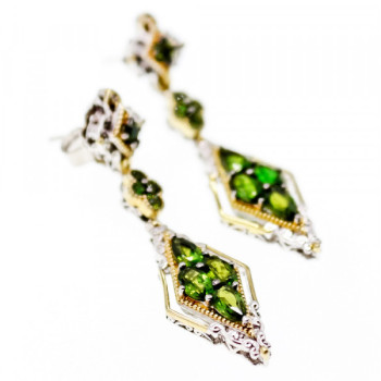 925 Sterling Silver Gold Plated Emerald Earrings