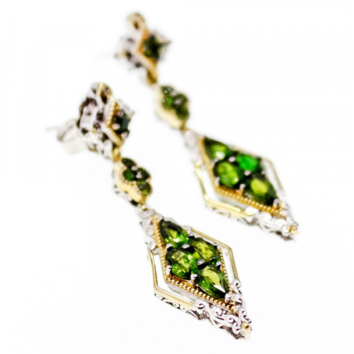 925 Sterling Silver Gold Plated Emerald Earrings