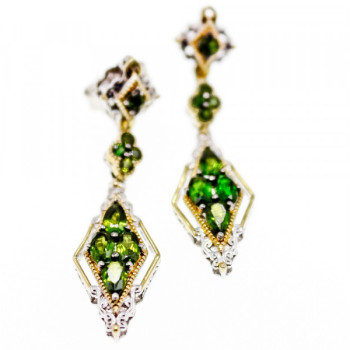 925 Sterling Silver Gold Plated Emerald Earrings