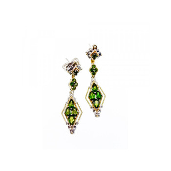 925 STERLING SILVER GOLD PLATED EMERALD EARRINGS