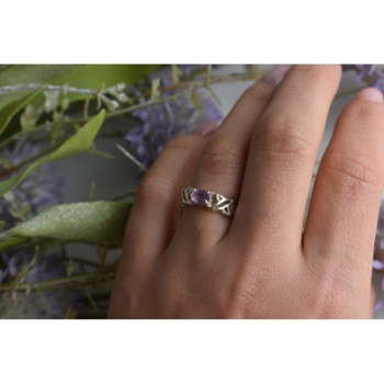 925 Sterling Silver Purple Tourmaline Ring Size 6.5