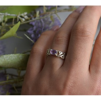 925 Sterling Silver Purple Tourmaline Ring Size 6.5