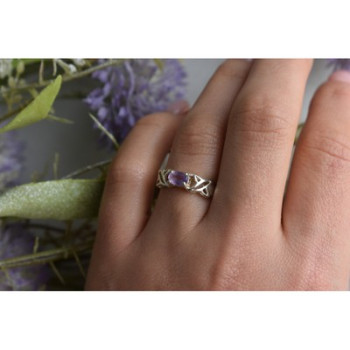 925 Sterling Silver Purple Tourmaline Ring Size 6.5