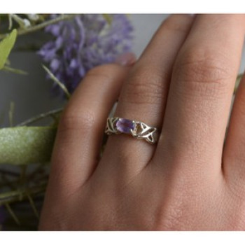 925 Sterling Silver Purple Tourmaline Ring Size 6.5