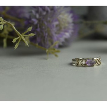 925 Sterling Silver Purple Tourmaline Ring Size 6.5