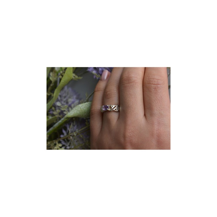 925 Sterling Silver Purple Tourmaline Ring Size 6.5