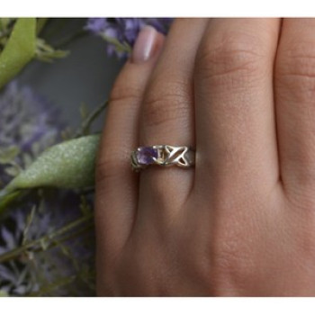925 Sterling Silver Purple Tourmaline Ring Size 6.5