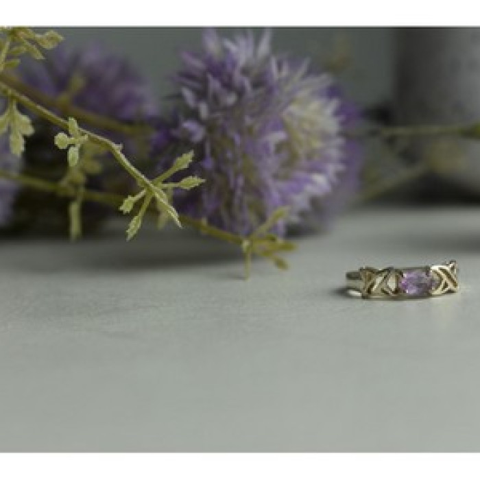 925 Sterling Silver Purple Tourmaline Ring Size 6.5
