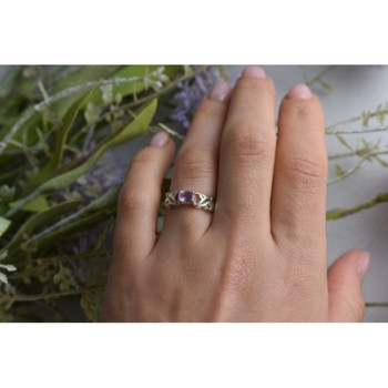 925 Sterling Silver Purple Tourmaline Ring Size 6.5