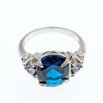 925 Sterling Silver Sapphire & Iolite Ring Size 8.5