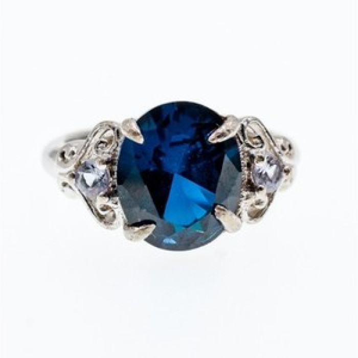 925 Sterling Silver Sapphire & Iolite Ring Size 8.5