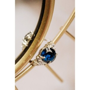 925 Sterling Silver Sapphire & Iolite Ring Size 8.5
