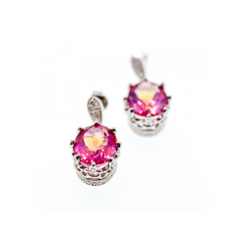 925 STERLING SILVER MYSTIC & WHITE TOPAZ EARRINGS