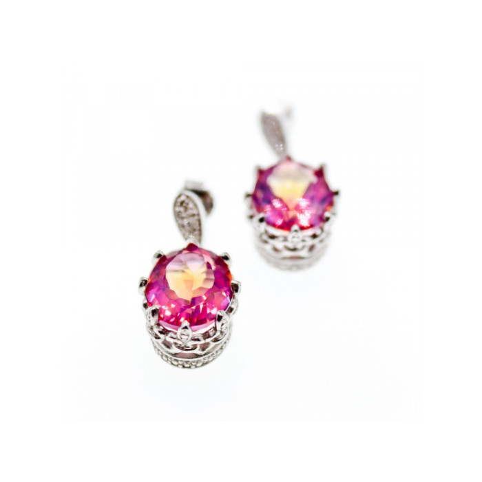 925 STERLING SILVER MYSTIC & WHITE TOPAZ EARRINGS