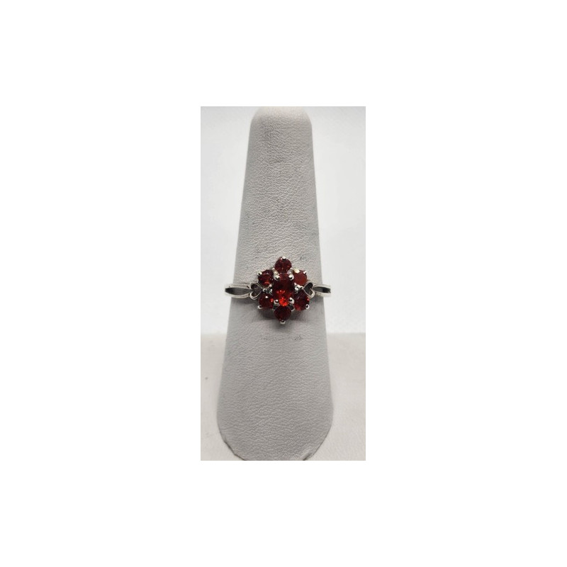 925 Sterling Silver Garnet Diamond Ring Size 8