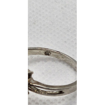 925 Sterling Silver Garnet Diamond Ring Size 8