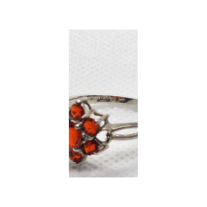 925 Sterling Silver Garnet Diamond Ring Size 8