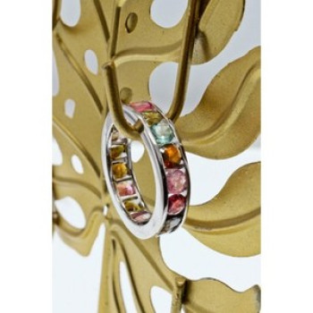 925 Sterling Silver Multi Gemstones Ring Size 8.5