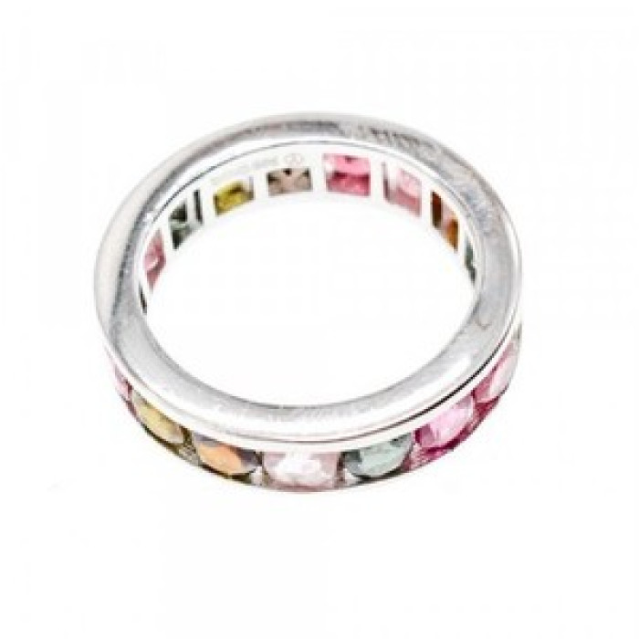 925 Sterling Silver Multi Gemstones Ring Size 8.5