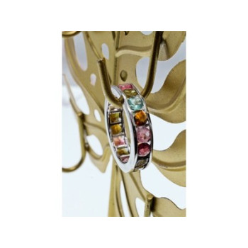 925 Sterling Silver Multi Gemstones Ring Size 8.5