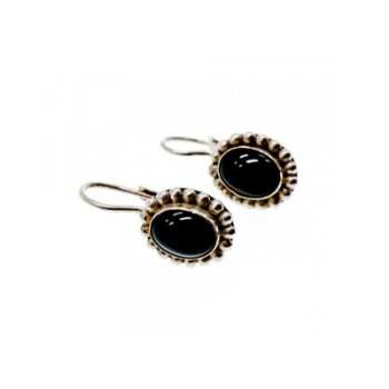 Vintage 925 Sterling Silver Onyx Earrings