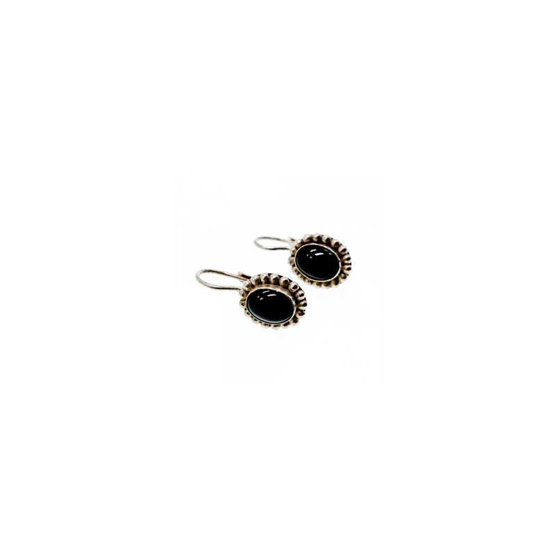 Vintage 925 Sterling Silver Onyx Earrings