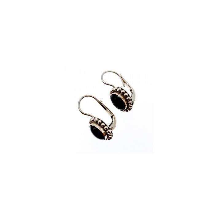 Vintage 925 Sterling Silver Onyx Earrings