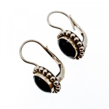 Vintage 925 Sterling Silver Onyx Earrings