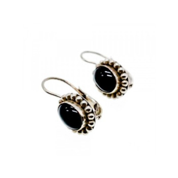 Vintage 925 Sterling Silver Onyx Earrings