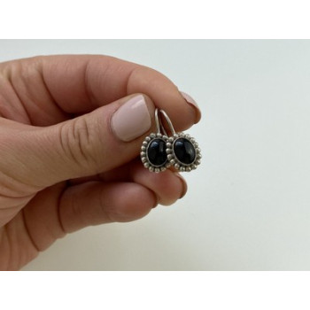 Vintage 925 Sterling Silver Onyx Earrings