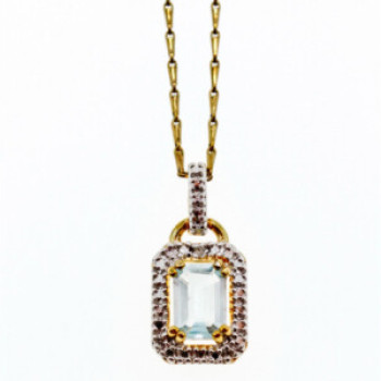 925 Sterling Silver Gold Plated Topaz Chain With Pendant