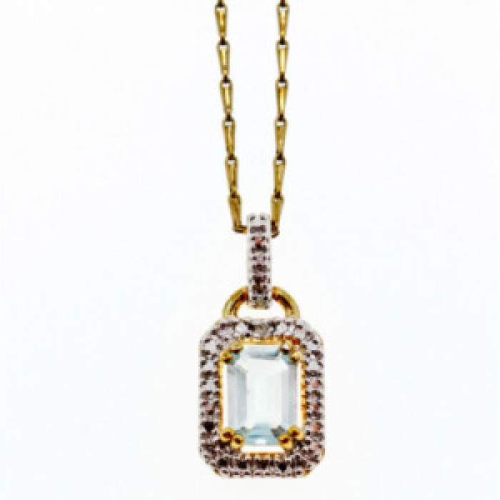 925 Sterling Silver Gold Plated Topaz Chain With Pendant