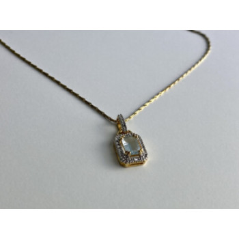 925 STERLING SILVER GOLD PLATED TOPAZ CHAIN WITH PENDANT