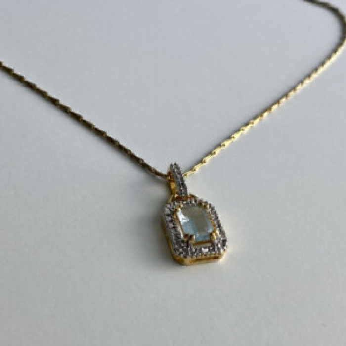 925 Sterling Silver Gold Plated Topaz Chain With Pendant