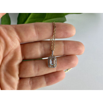925 STERLING SILVER GOLD PLATED TOPAZ CHAIN WITH PENDANT
