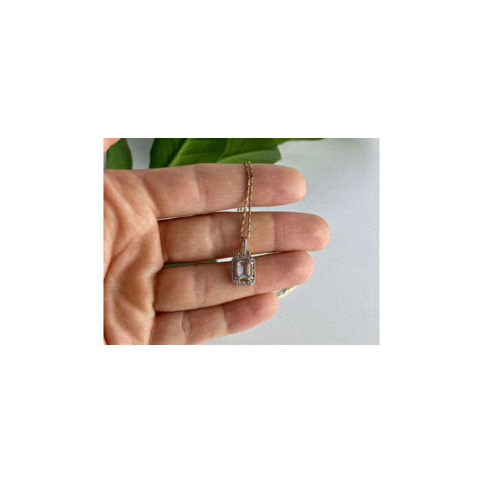 925 STERLING SILVER GOLD PLATED TOPAZ CHAIN WITH PENDANT