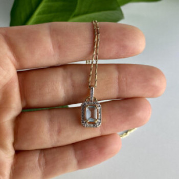 925 Sterling Silver Gold Plated Topaz Chain With Pendant