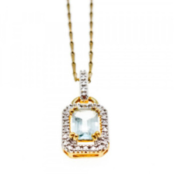 925 Sterling Silver Gold Plated Topaz Chain With Pendant