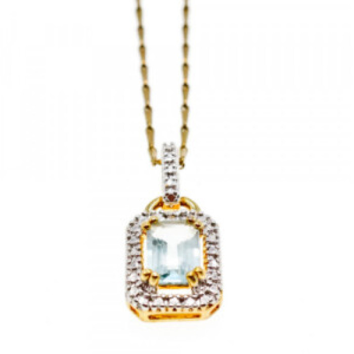 925 Sterling Silver Gold Plated Topaz Chain With Pendant