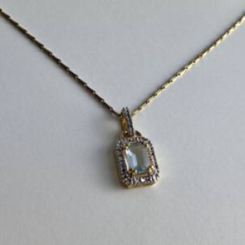 925 Sterling Silver Gold Plated Topaz Chain With Pendant