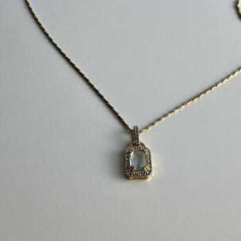 925 Sterling Silver Gold Plated Topaz Chain With Pendant