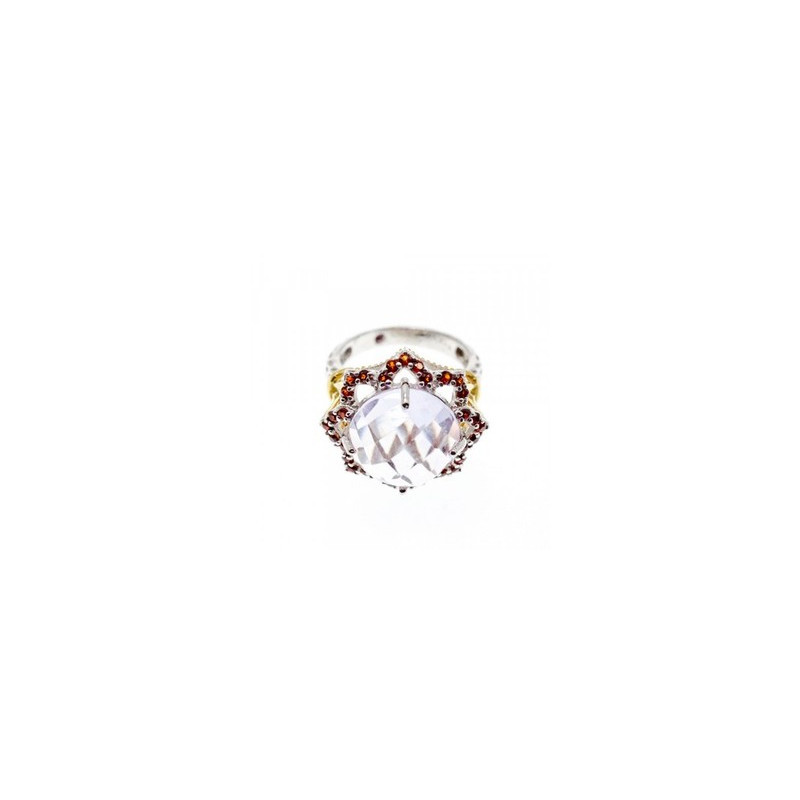 925 Sterling Silver With Gilding Morganite & Garnet 